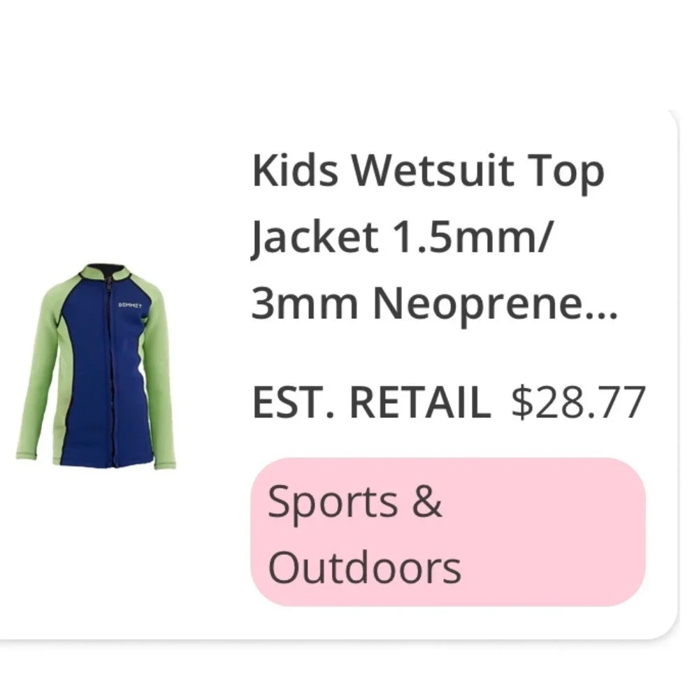 Demmet Wetsuit Top Kids Medium Blue Green Excellent 1.5mm Neoprene‎ Front Zip